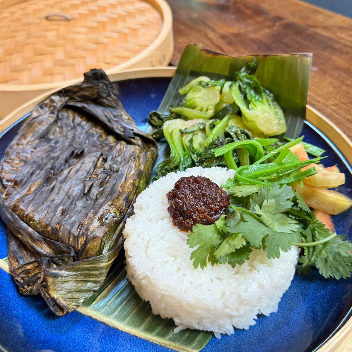 BANANA LEAF FLAME-GRILLED SKATE IKAN BAKAR.