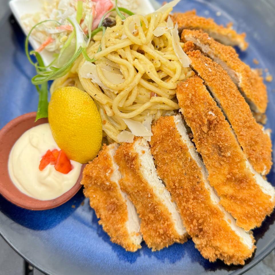 JAPANESE FRIED CHICKEN KATSU CARBONARA.