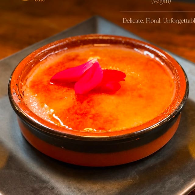 Rose Petal Crème Brûlée (v).