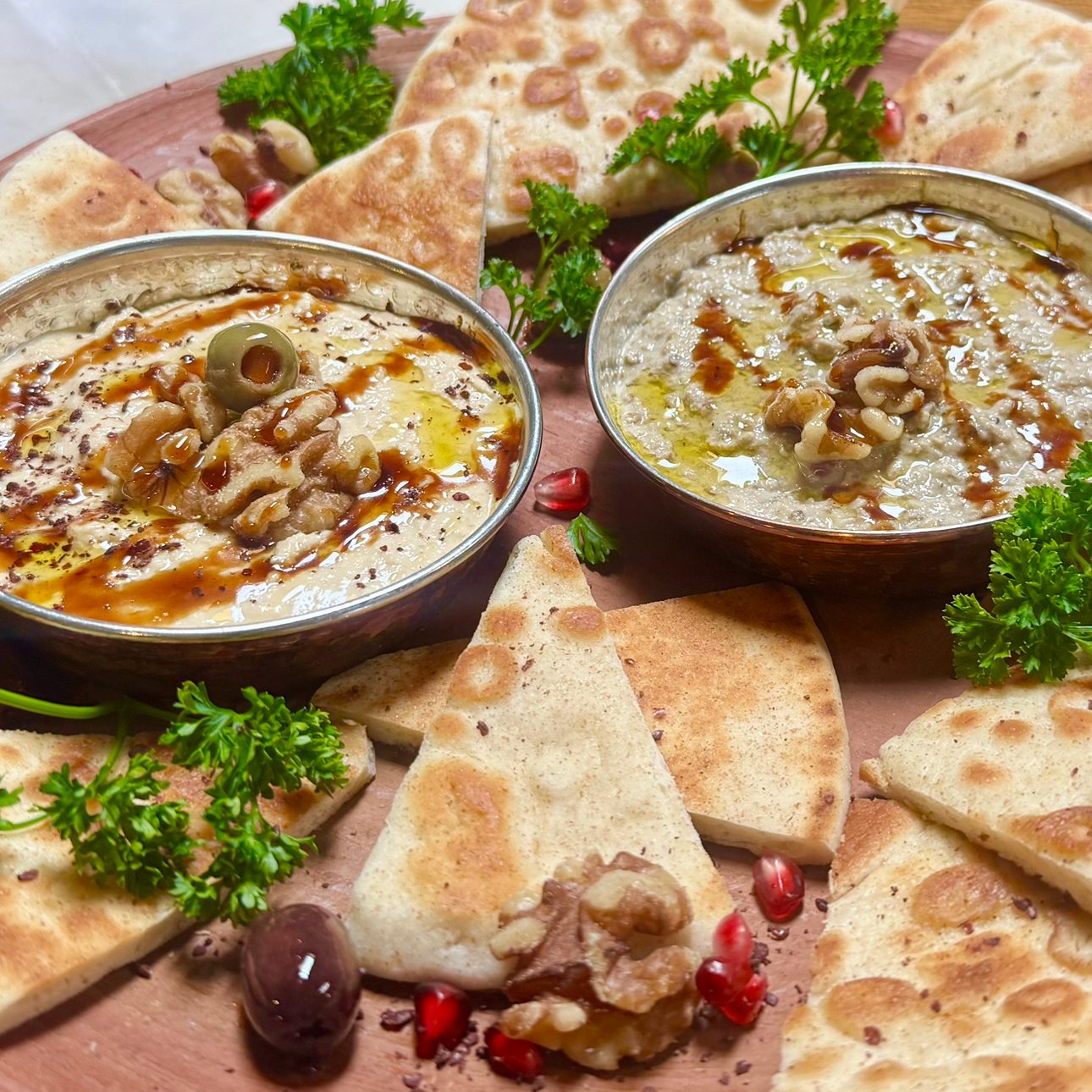 Hummus and Baba Ganoush.