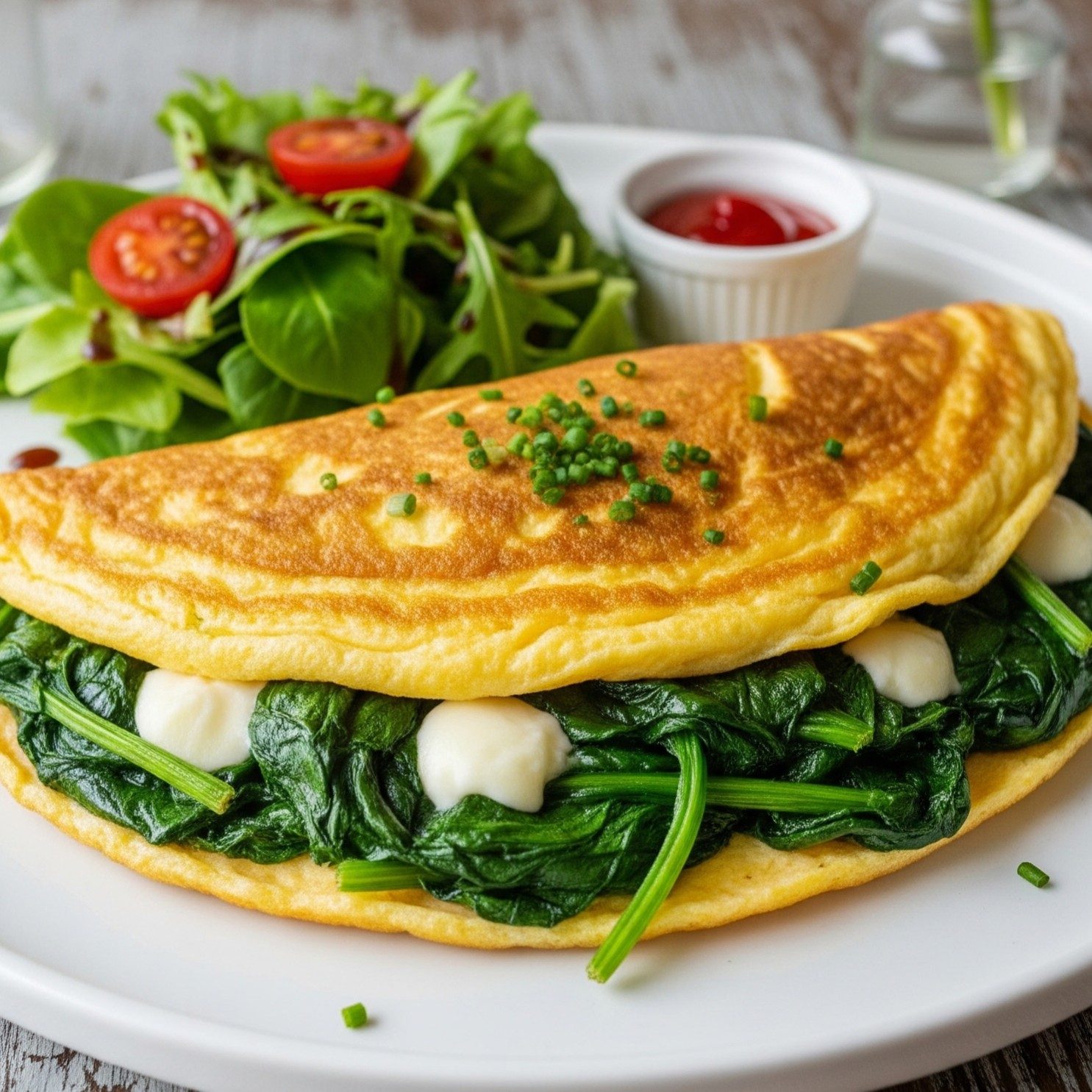 Spinach and Feta Omelette.
