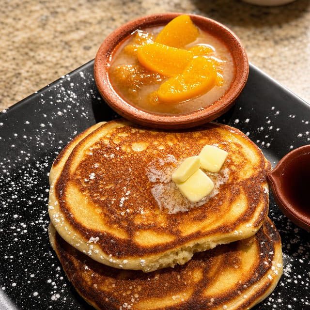 Peach Cobbler Pancakes.
