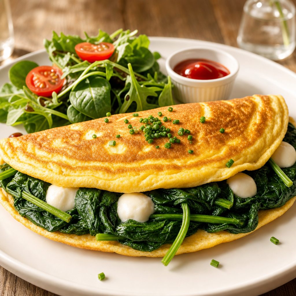 Spinach and Feta Omelette.